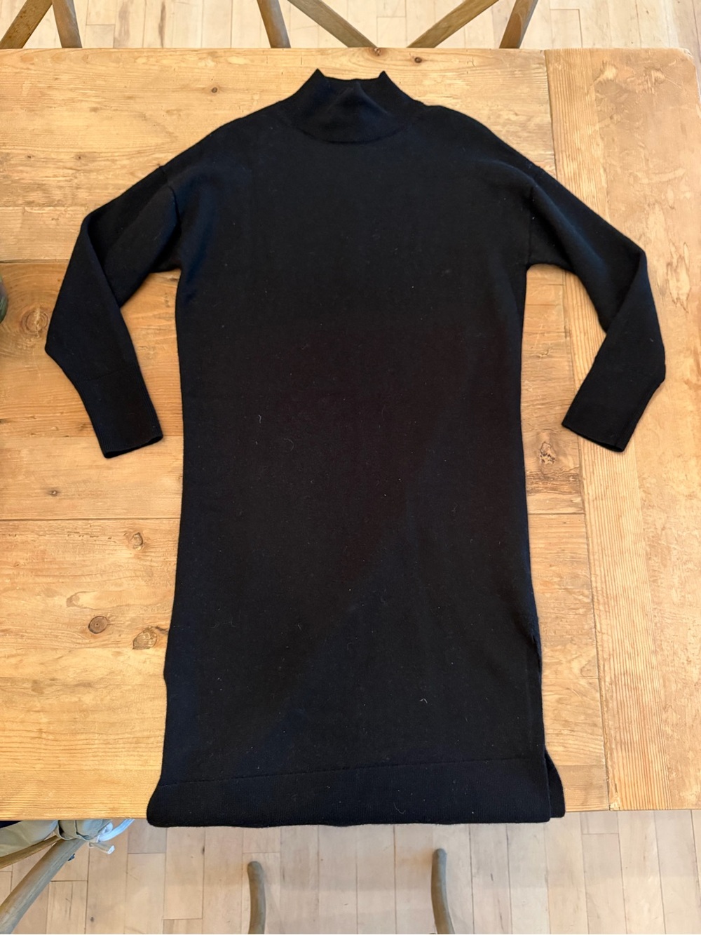 COS Black WOOL Midi Mock Neck Dress